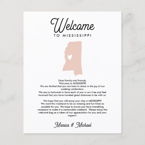 Welcome TO MISSISSIPPI Letter Itinerary ANY COLOR