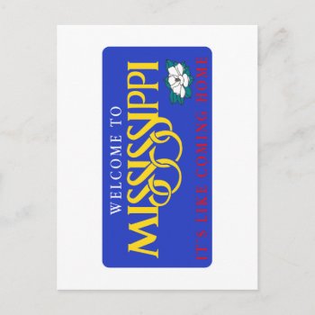 Welcome To Mississippi - Usa Road Sign Postcard by worldofsigns at Zazzle