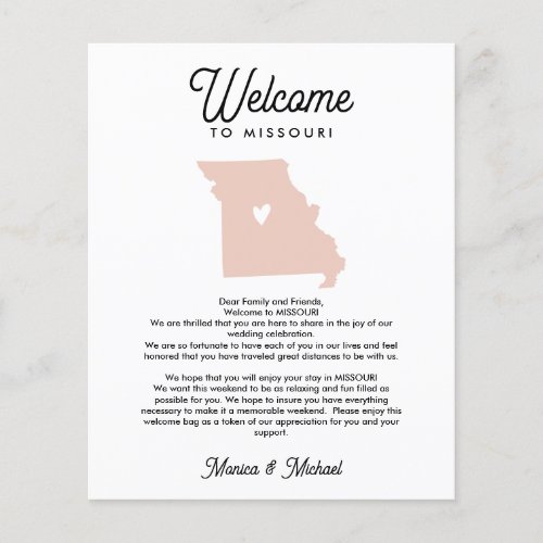 Welcome TO MISSOURI Letter  Itinerary ANY COLOR
