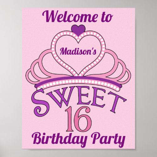 Welcome to My 16th Birthday Party Cute Custom Poster