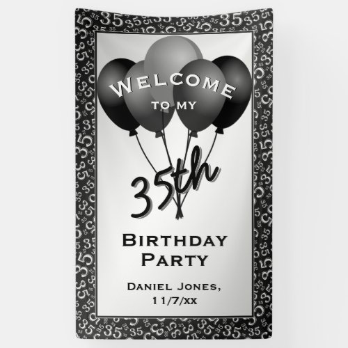 Welcome to my 35th Birthday Party _ BlackWhite Banner