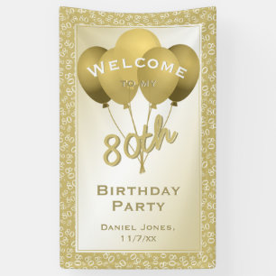 Welcome to my 80th Birthday Party - Gold/White Banner