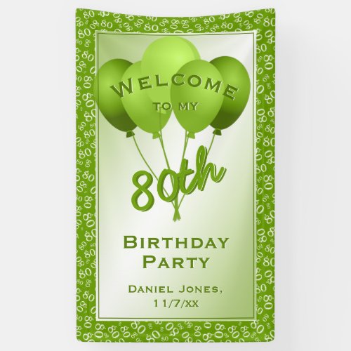 Welcome to my 80th Birthday Party _ GreenWhite Banner