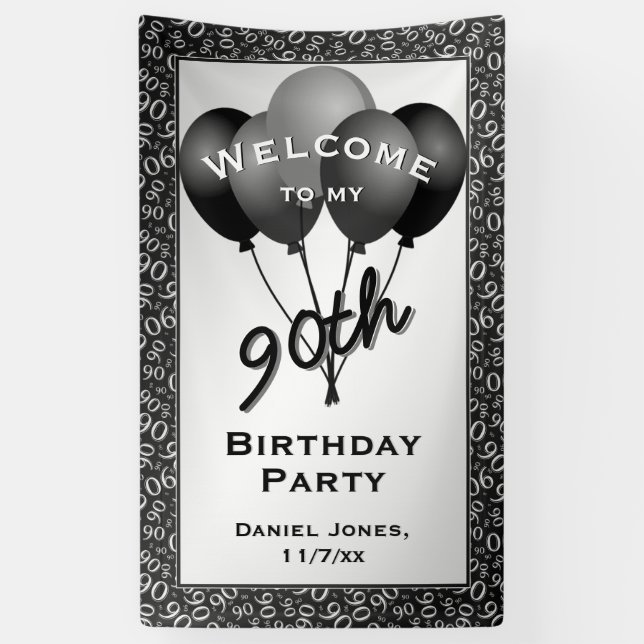Welcome to my 90th Birthday Party - Black/White Banner (Vertical)