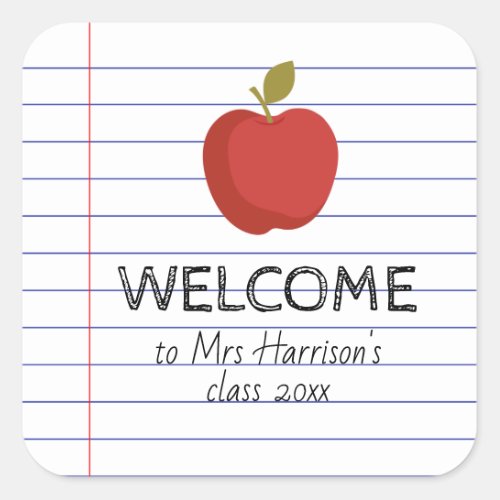 Welcome to my Class Apple Back to School Teacher Square Sticker