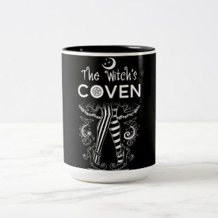 Welcome to My Coven Witch Legs Halloween Two-Tone Coffee Mug