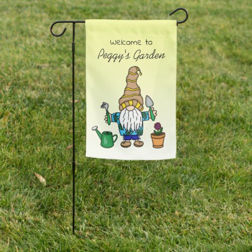 Welcome to my Garden  Cute Gnome Personalized   Garden Flag