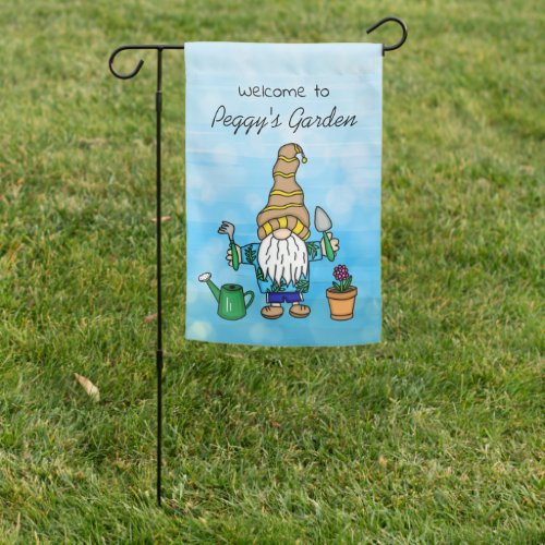 Welcome to my Garden  Cute Gnome Personalized Garden Flag