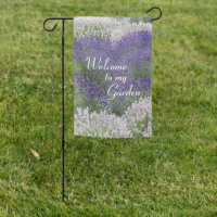 Welcome to my Garden Lavender Floral Garden Flag