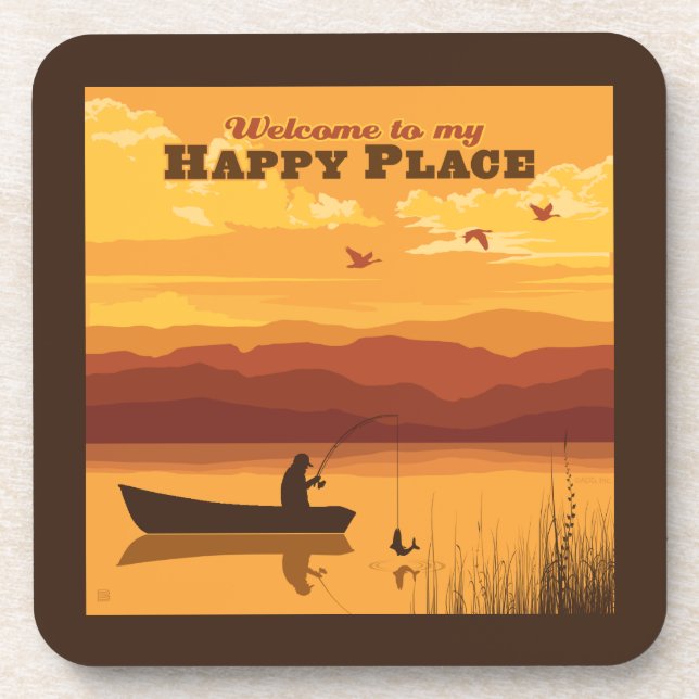 Welcome To My Happy Place Beverage Coaster (Front)
