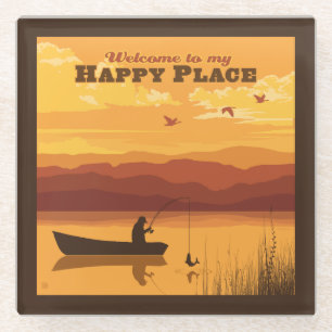 Welcome To My Happy Place Glass Coaster
