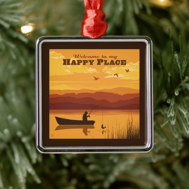 Welcome To My Happy Place Metal Ornament (Tree)