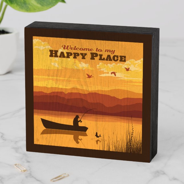 Welcome To My Happy Place Wooden Box Sign (In Situ Horizontal)