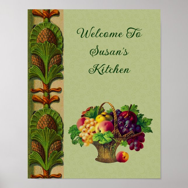 Welcome To My Kitchen Fruit Basket Personalized Poster (Front)