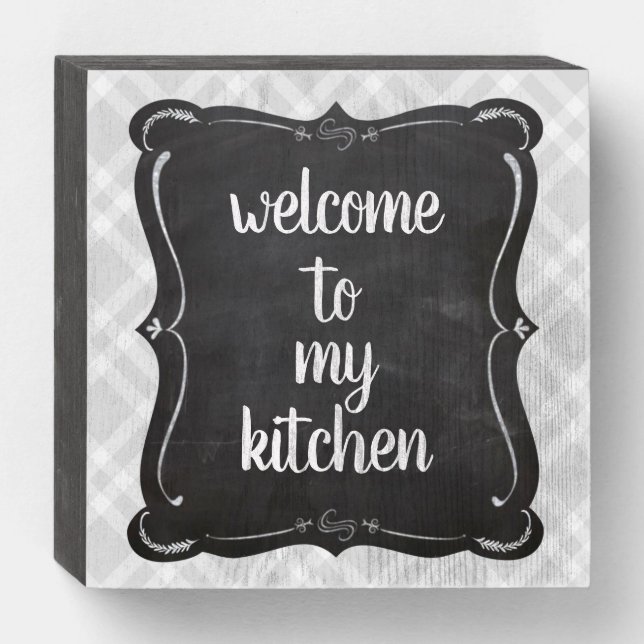 Welcome to My Kitchen Wood Box Sign (Front Horizontal)