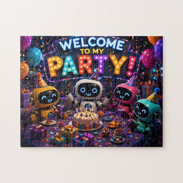 Welcome to my party, cute robot jigsaw puzzle (Horizontal)