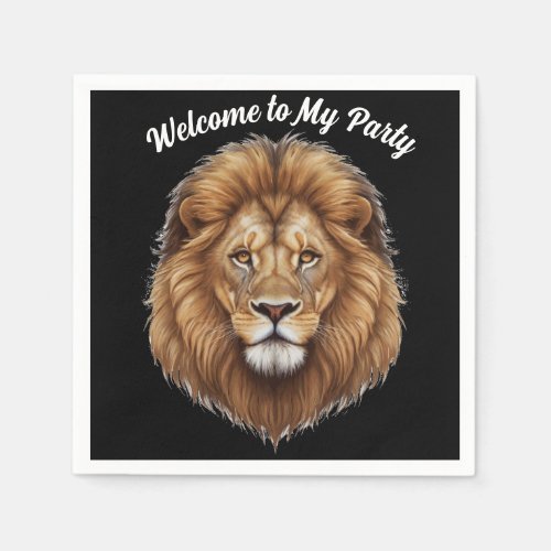 Welcome to My Party Lion personalize name Napkins