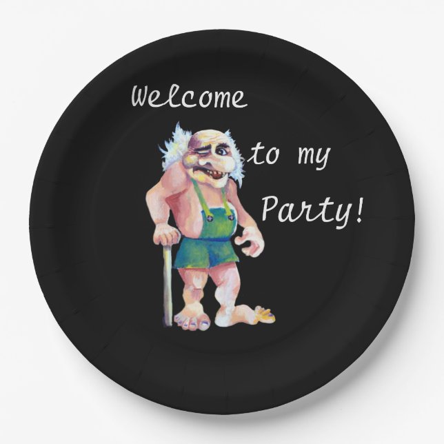 Welcome To My Party - Scandinavian Ogre Paper Plates (Front)