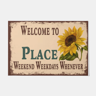 Welcome To My Place Mat, Customized Sunflowers Doormat