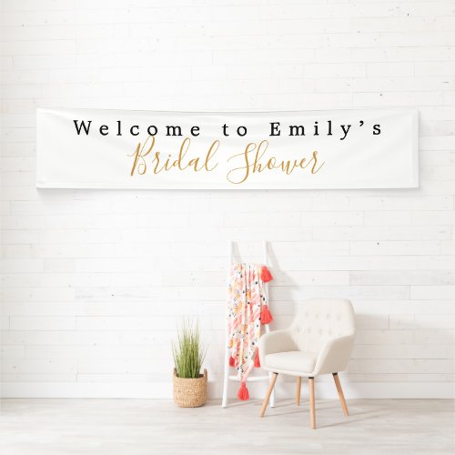 Welcome to Name Bridal Shower Black Gold Script Banner
