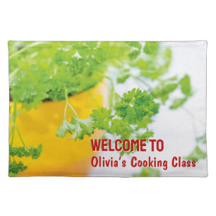 Welcome to Name’s Cooking Class Herb Art Cloth Placemat