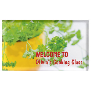 Welcome to Name’s Cooking Class Herb Art Place Card Holder