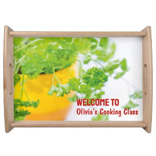 Welcome to Name’s Cooking Class Herb Art Serving Tray