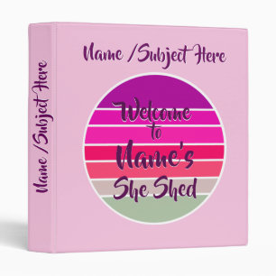 Welcome to Name's She Shed 20xx Retro Sunset 3 Ring Binder