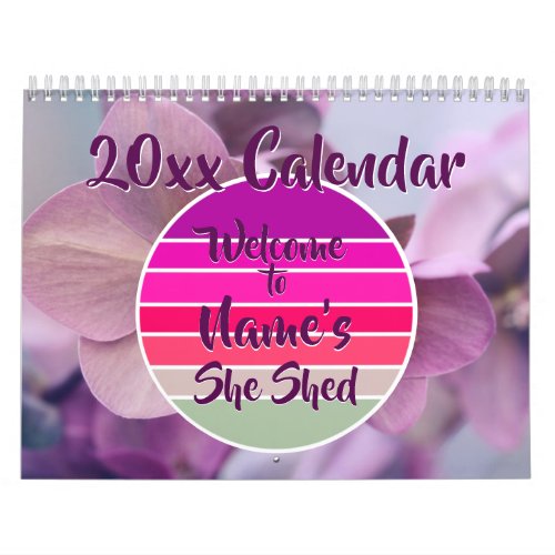 Welcome to Names She Shed 20xx Retro Sunset Calendar