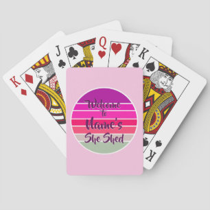 Welcome to Name's She Shed 20xx Retro Sunset Poker Cards