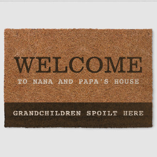Welcome To Nana And Papa's House Rustic Coir Fiber Doormat