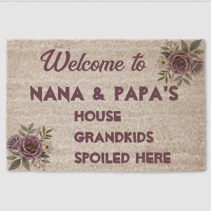 Welcome to Nana & Papa's House – Personalized Boho Fiber Doormat