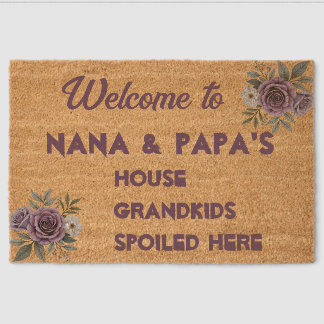 Welcome to Nana & Papa's House – Personalized Boho Fiber Doormat