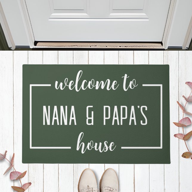 Welcome To NANA & PAPA'S House - Sage Green Doormat (Creator Uploaded)