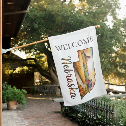 Welcome to Nebraska Farm Sunset Flag