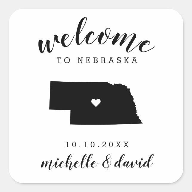 Welcome to  Nebraska | Wedding custom favor Square Sticker (Front)