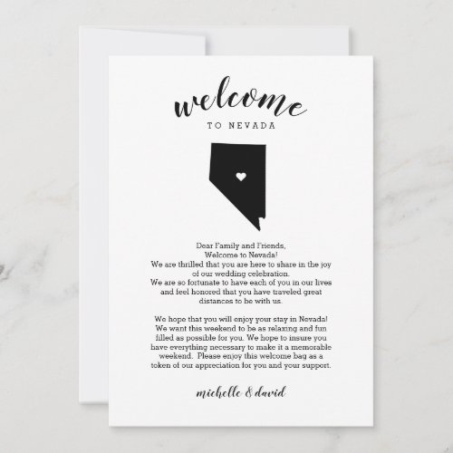 Welcome to Nevada  Wedding Letter  Itinerary