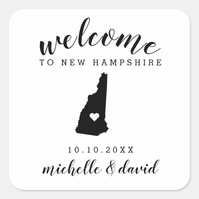 Welcome to New Hampshire | Wedding custom favor Square Sticker (Front)