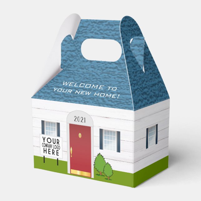 Welcome to New Home Real Estate Logo Client Gift F Favor Boxes (Front Side)