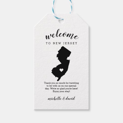 Welcome to New Jersey  Calligraphy Wedding Gift Tags