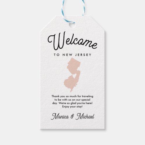 Welcome to NEW JERSEY Wedding ANY COLOR    Gift Tags