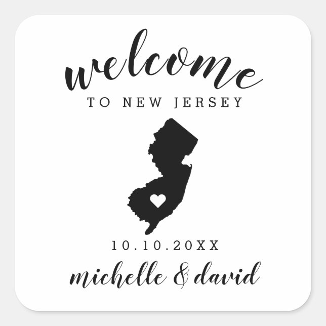 Welcome to New Jersey | Wedding custom favor Square Sticker (Front)
