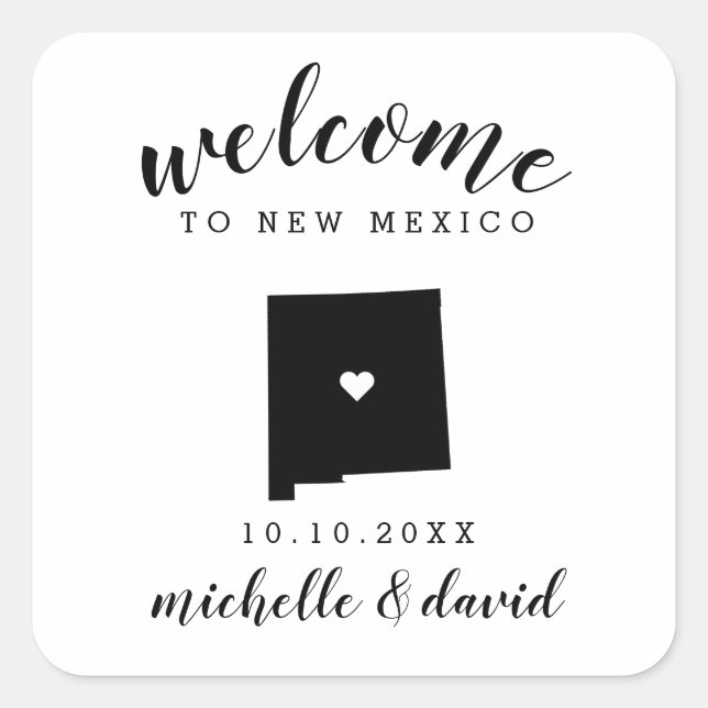 Welcome to New Mexico | Wedding custom favor Square Sticker (Front)