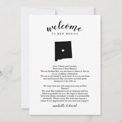 Welcome to New Mexico  Wedding Letter  Itinerary