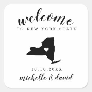 Welcome to New York State Wedding custom favor Square Sticker