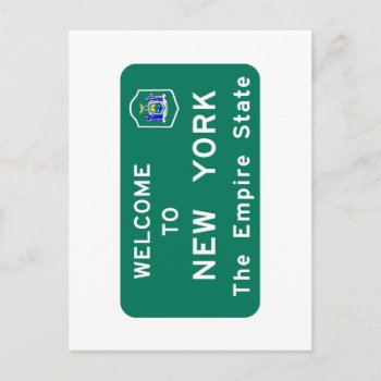 Welcome To New York - Usa Road Sign Postcard by worldofsigns at Zazzle