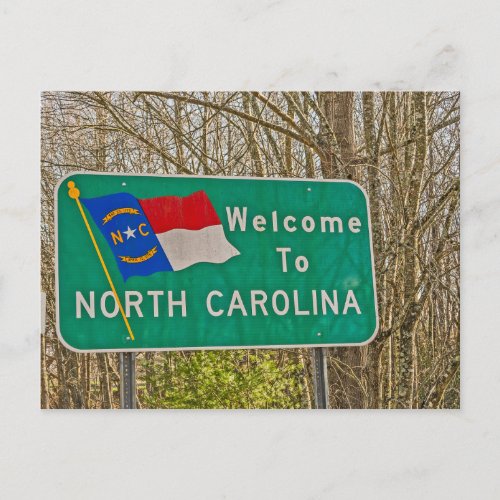 Welcome to North Carolina Sign Postcard