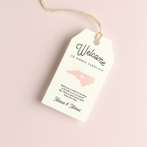 Welcome to NORTH CAROLINA Wedding ANY COLOR Gift Tags