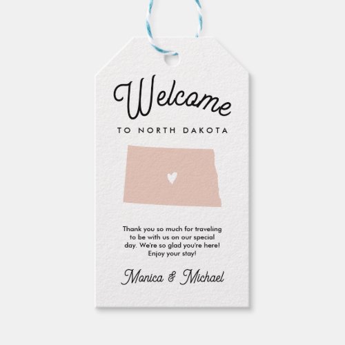 Welcome to NORTH DAKOTA Wedding ANY COLOR  Gift Tags