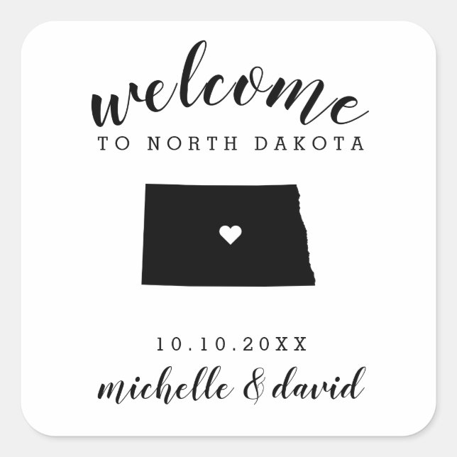 Welcome to North Dakota  | Wedding custom favor Square Sticker (Front)
